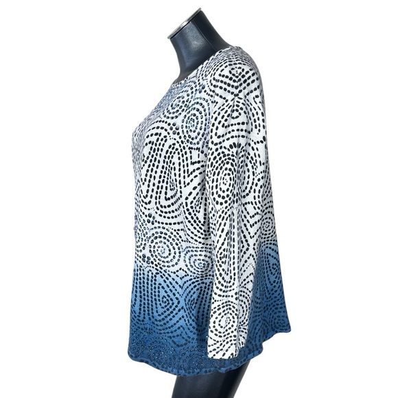 ALFRED DUNNER Woman Blue White Black Swirl Sequins Sweater Top Women's 2X - Picture 4 of 16